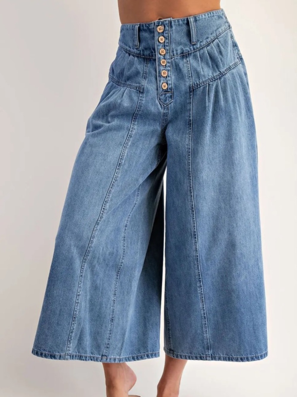 Free People High-Waist Wide Leg Blue Denim Jeans